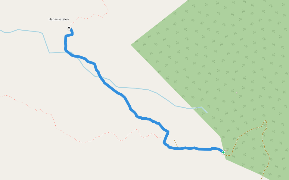 Hanevikstølen walking route map in Balestrand