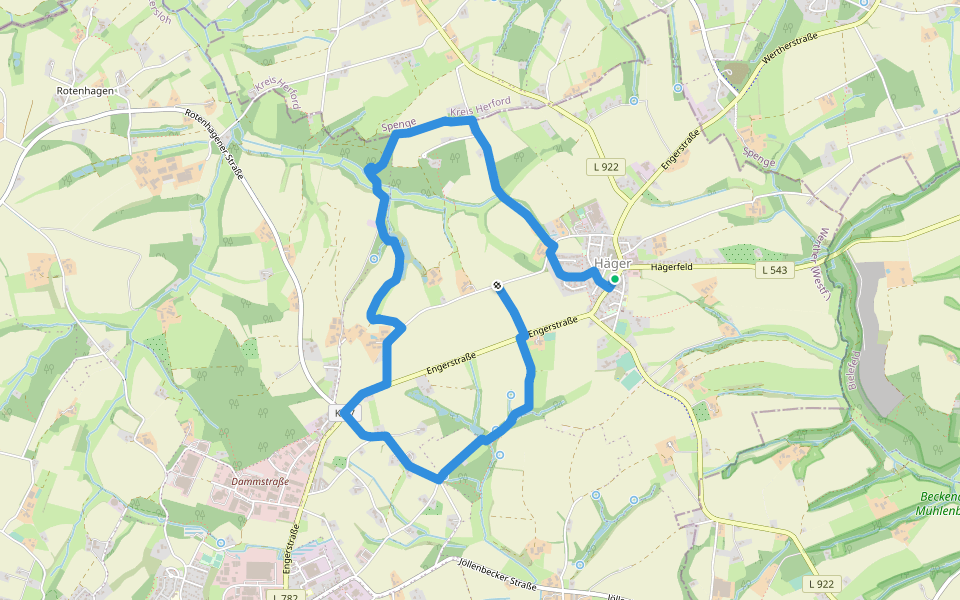 Häger 2 walking route map in Werther (Westfalen)