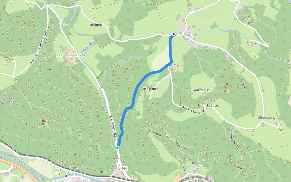 Schlöglmühl - Sattelweg - Auf der Wiese - Prigglitz walking route map in Schmidsdorf