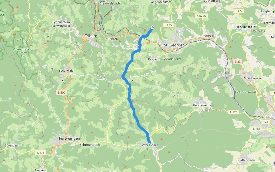 Vöhrenbach - St. Georgen walking route map in Vöhrenbach