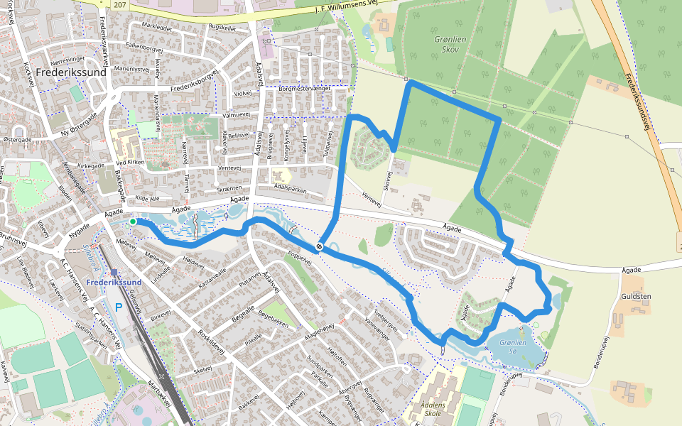 Ådalen walking route map in Frederikssund