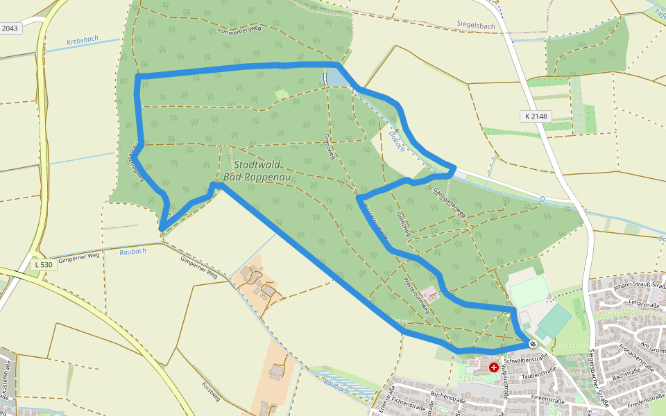 Bad Rappenau Rundwanderweg 2: Sommerberg-Weg walking route map in Bad Rappenau