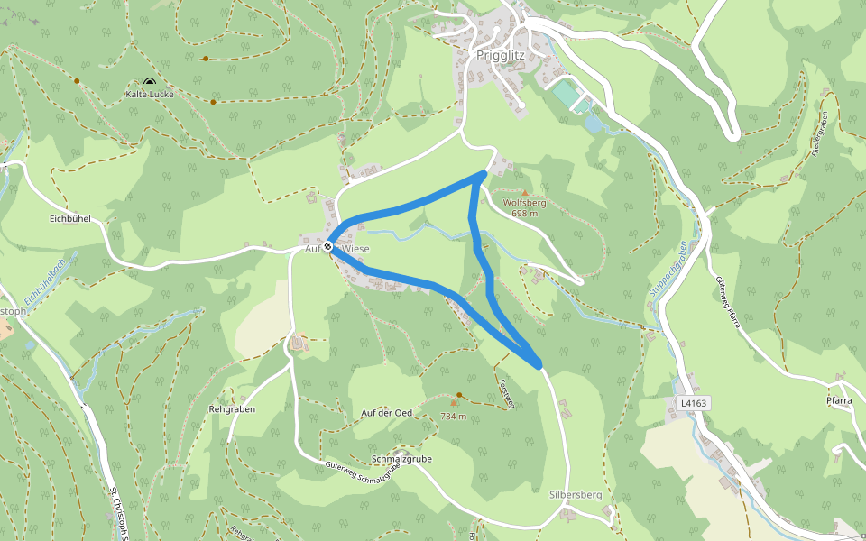 Wiesenrundweg walking route map in Prigglitz