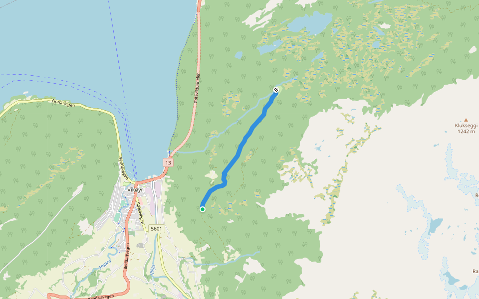 Varpet-Nyastøl walking route map in Vikøyri
