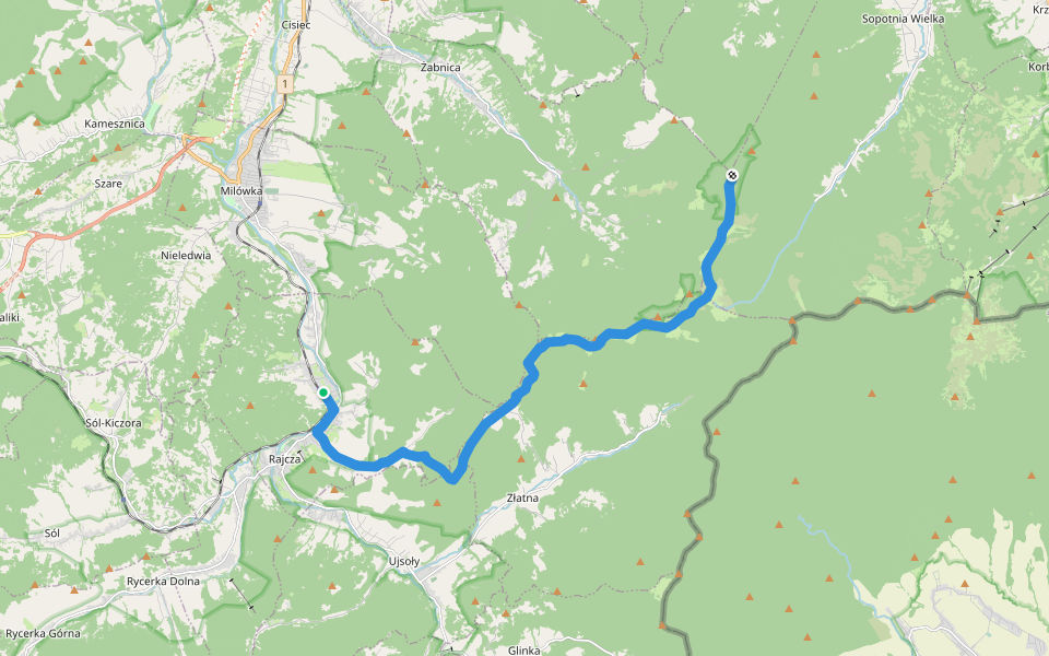 Rajcza - Romanka walking route map in Rajcza