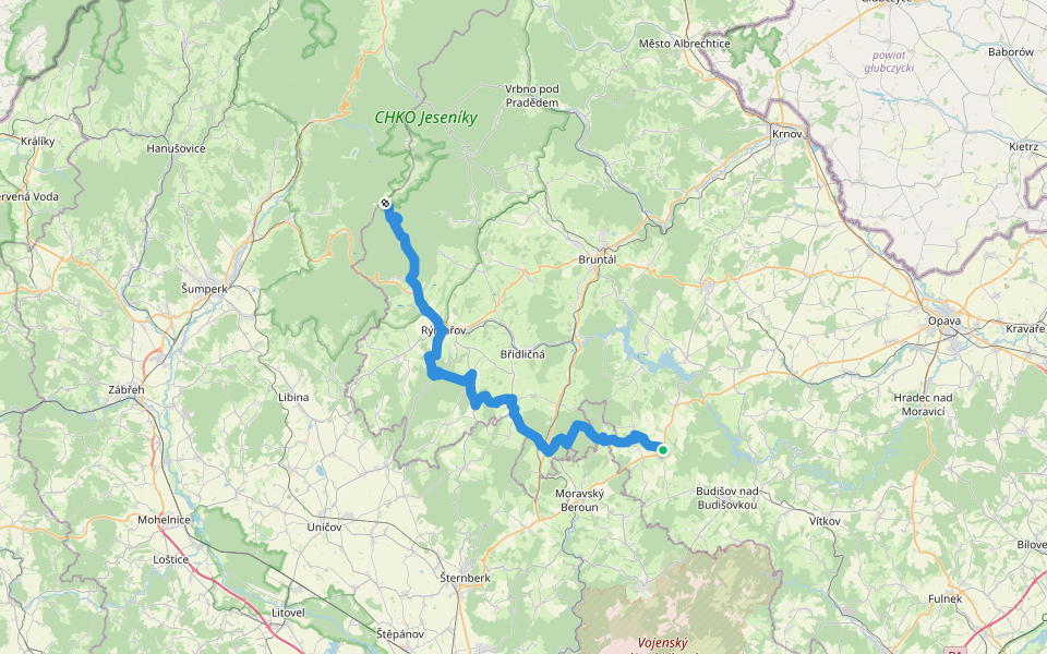 [Č] Paprsek - Hradec nad Moravicí walking route map in Dvorce