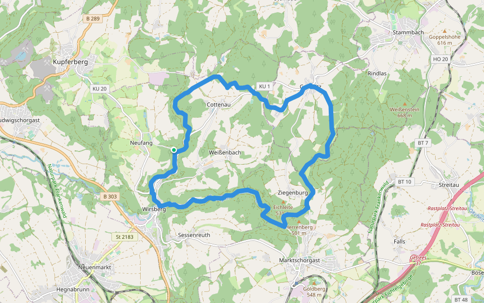 Dr.-Margerie-Weg KU 14 walking route map in Wirsberg