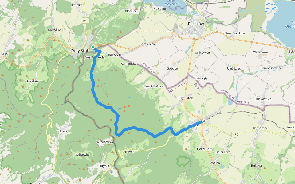 [Z] Javorník (žst.) - Złoty Stok walking route map in Błotnica
