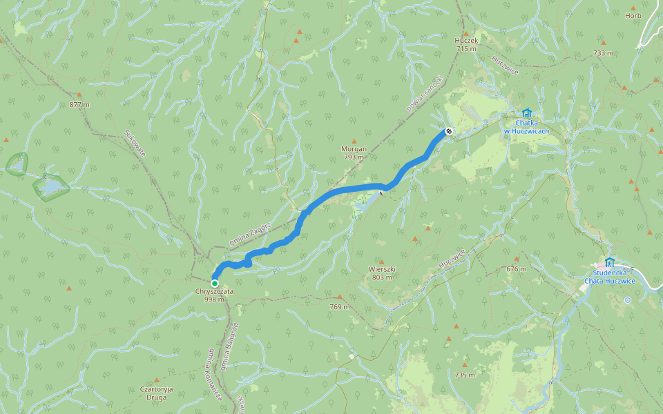 Szlak Papieski na Chryszczatą walking route map in Sukowate