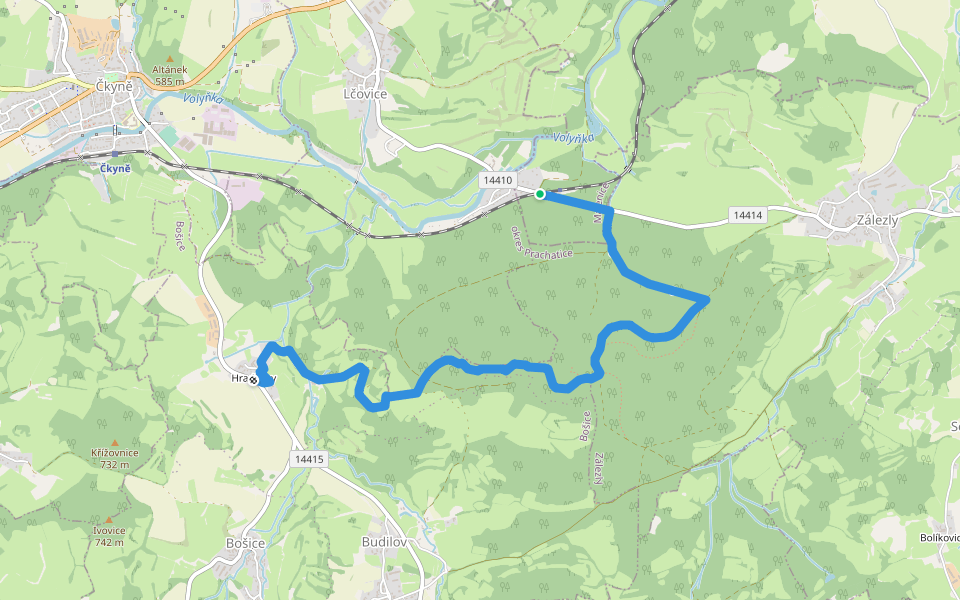 [M] Hradčany - Lčovice walking route map in Malenice