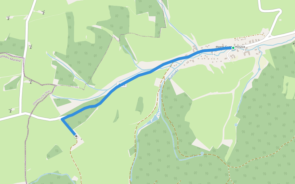 [Ž] Horní Guntramovice (bus) - památník bitvy u Guntr. 1758 walking route map in Budišov nad Budišovkou