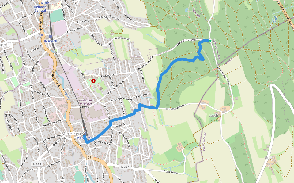 Menziken - Breitholz walking route map in Menziken
