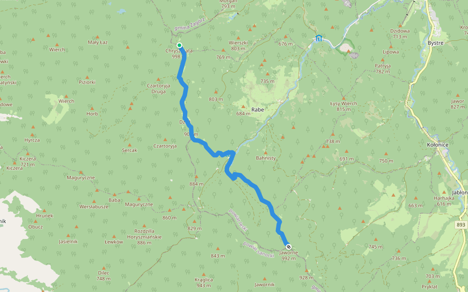 Szlak do bazy namiotowej Rabe walking route map in Sukowate