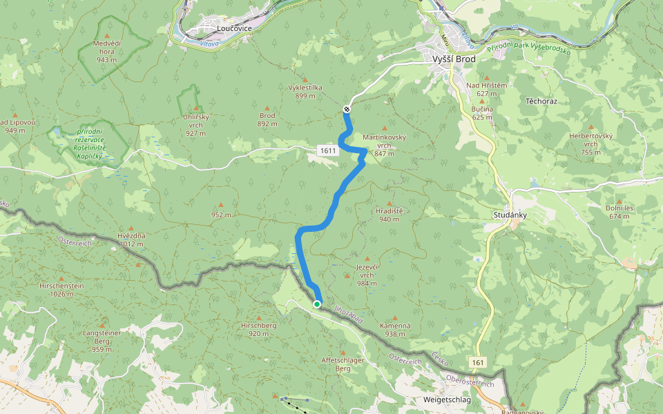 [M] Hraniční potok - Pod Martinkovským vrchem walking route map in Dürnau