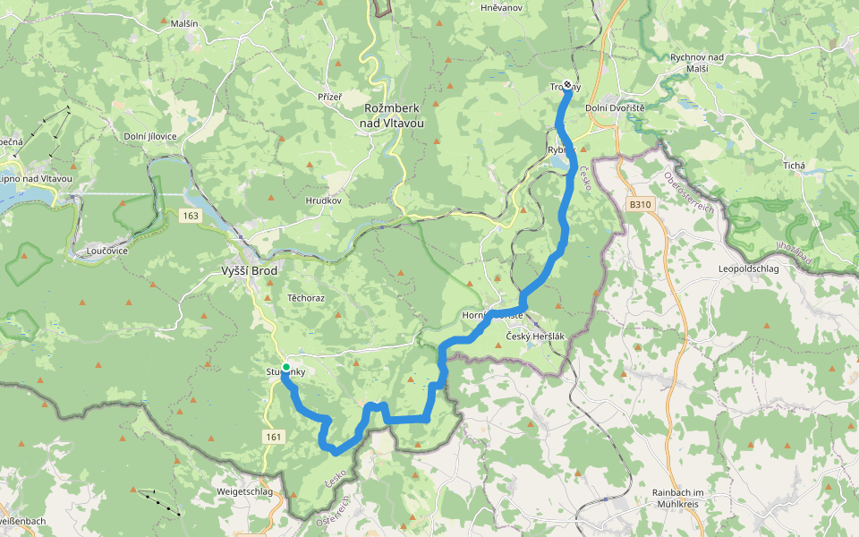 [M] Vyšší Brod - Trojany walking route map in Vyšší Brod