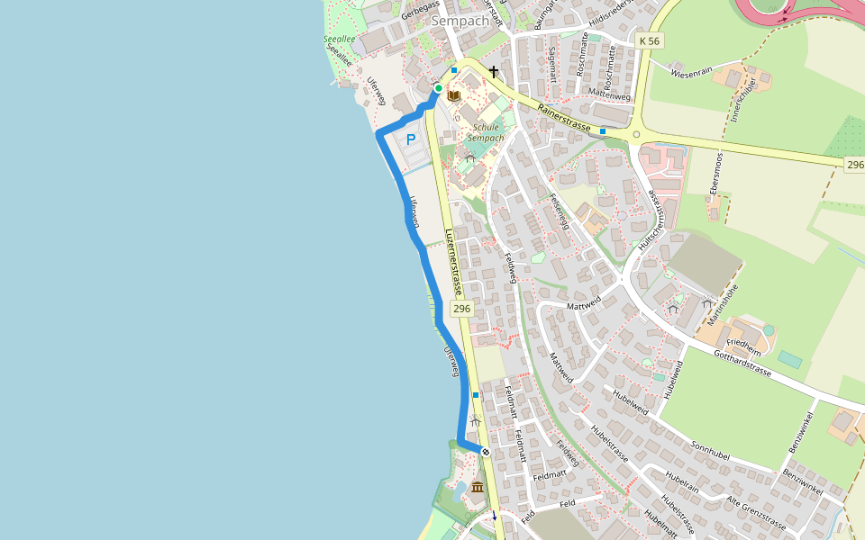Sempach (Post) - Vogelwarte walking route map in Sempach