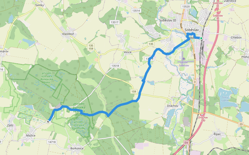 [M] Zálší - Soběslav walking route map in Soběslav