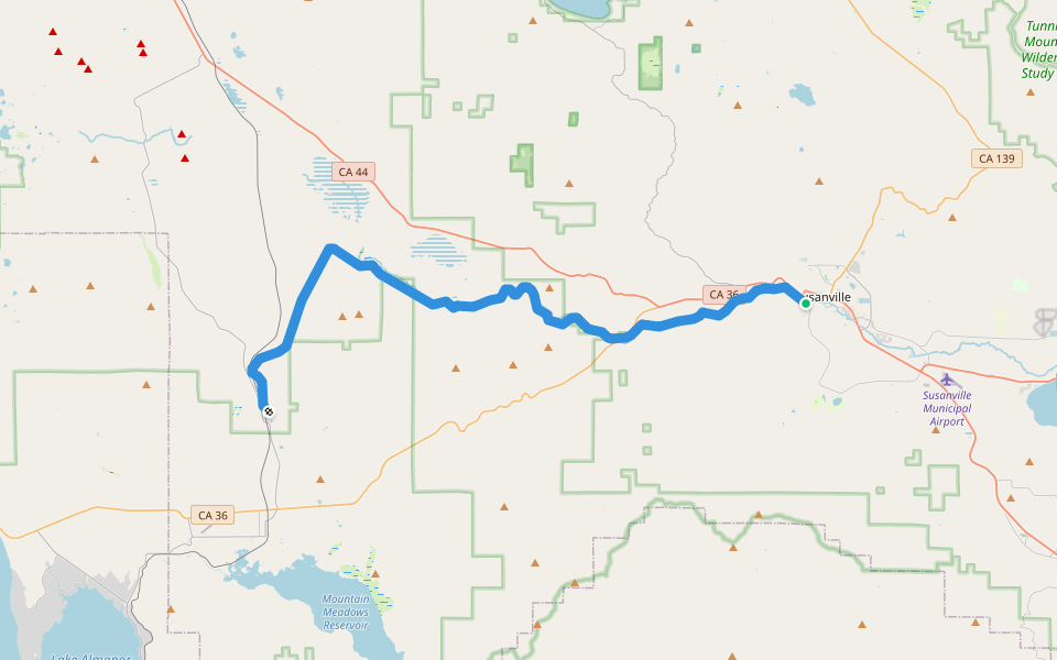Bizz Johnson Trail walking route map in Susanville