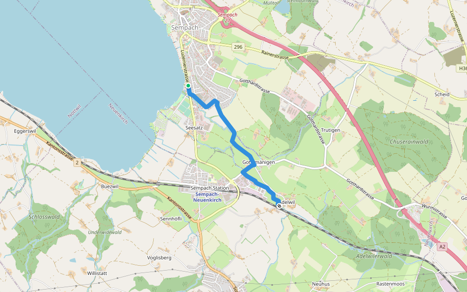 Vogelwarte - Adelwil walking route map in Sempach