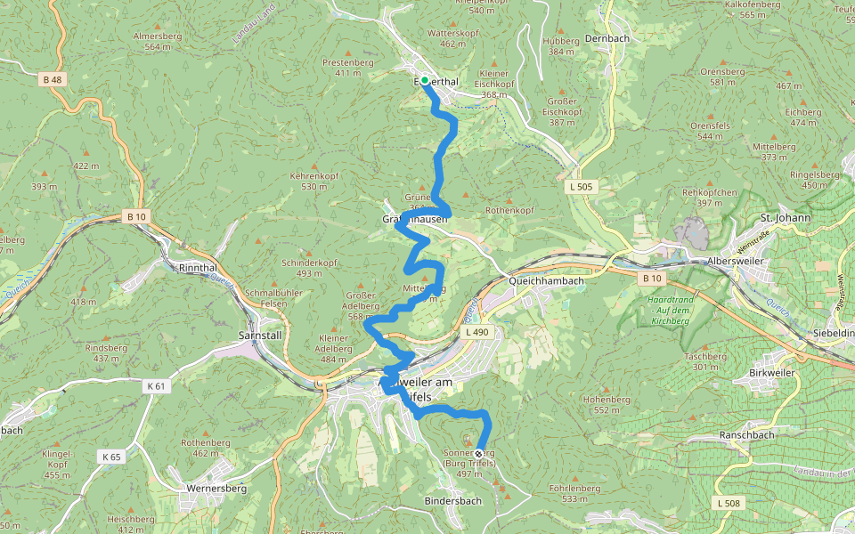 Mönchsweg walking route map in Eußerthal