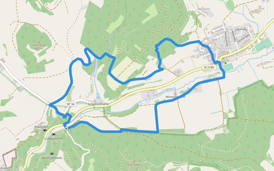 Rundweg Ahorntal (Schwarzer Ring) walking route map in Ahorntal