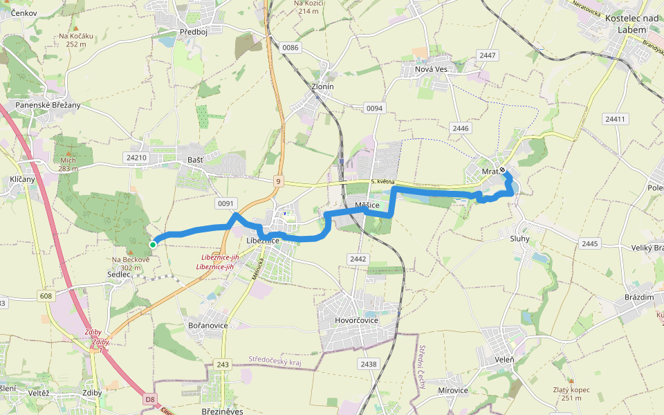 [Ž] Háj Beckov - Mratín walking route map in Bašť