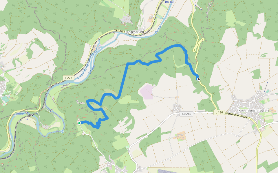 Nebenweg des Schwäbischen Albvereins (rote Gabel) walking route map in Leibertingen