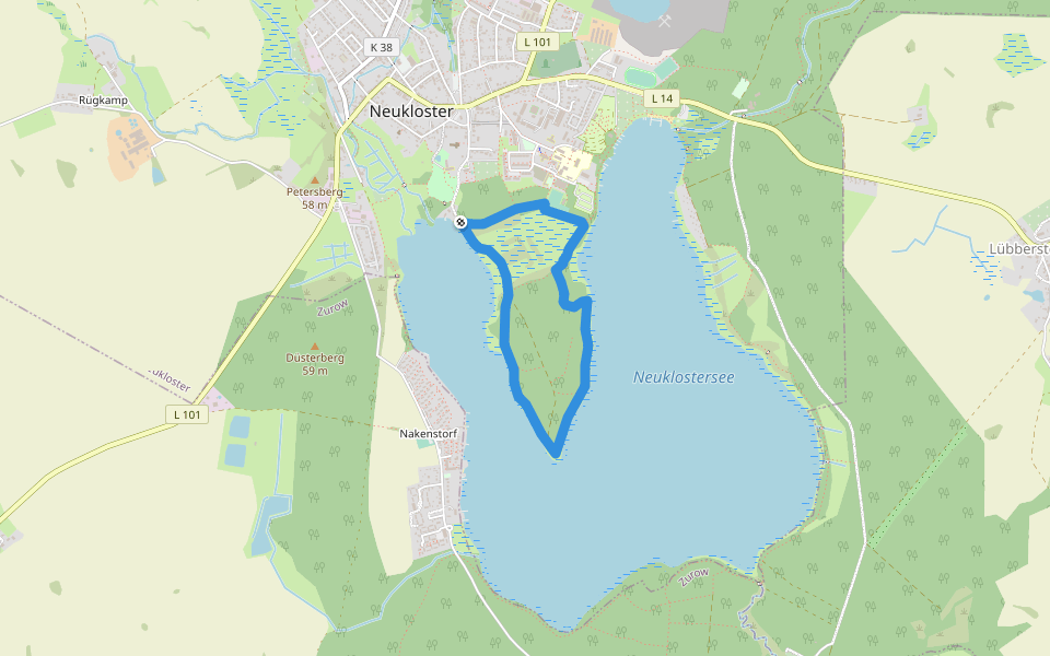 Rundweg Halbinsel walking route map in Neukloster