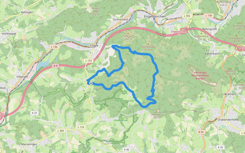 Hülsen Rundweg A7 walking route map in Engelskirchen