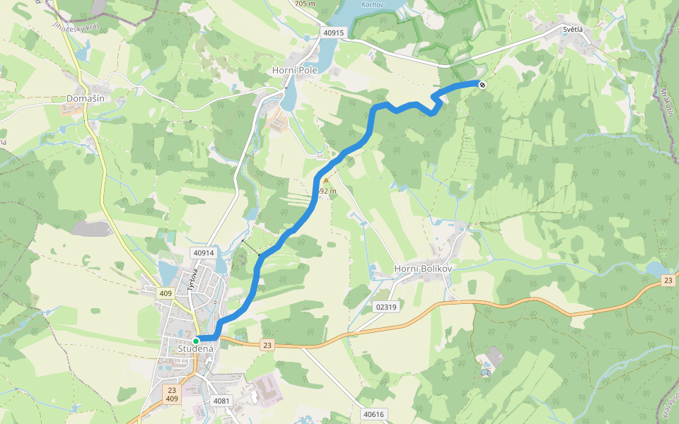 [Ž] Studená - Za Vrškem walking route map in Studená