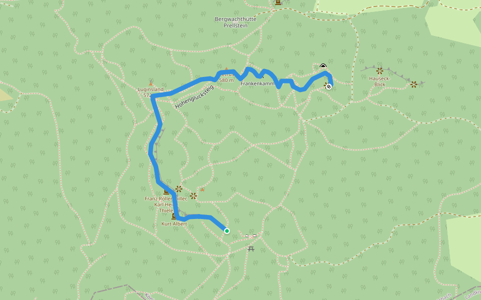Höhenglücksteig walking route map in Hirschbach
