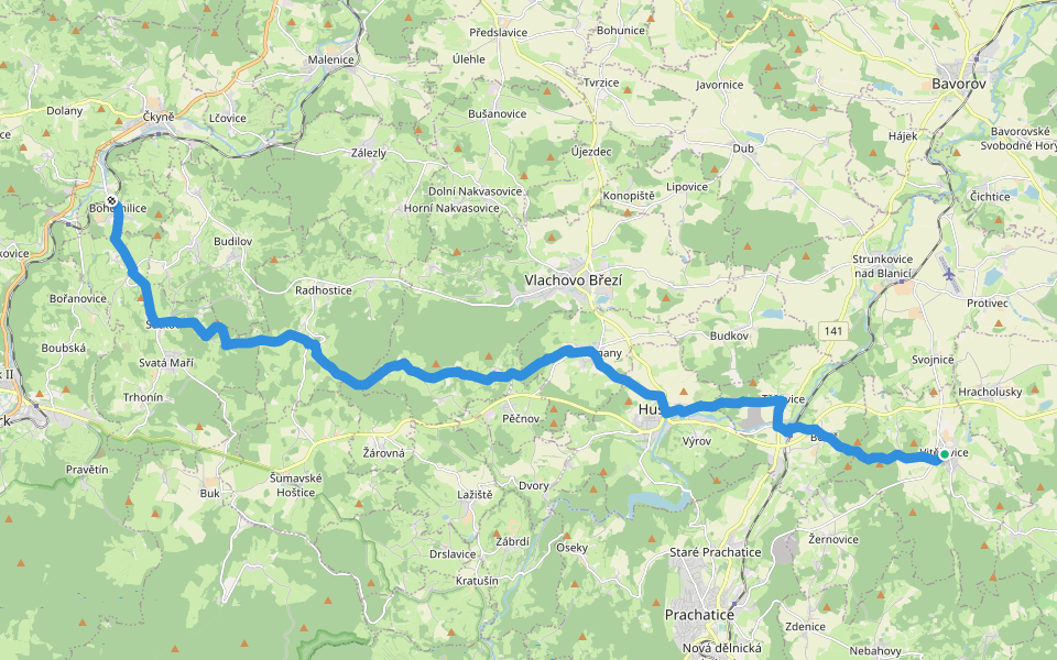 [M] Bohumilice - Husinec walking route map in Vitějovice