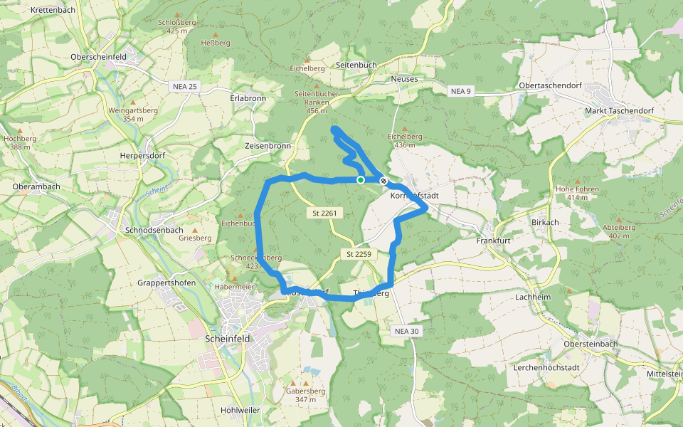 Scheinfeld Rundweg S1 walking route map in Scheinfeld