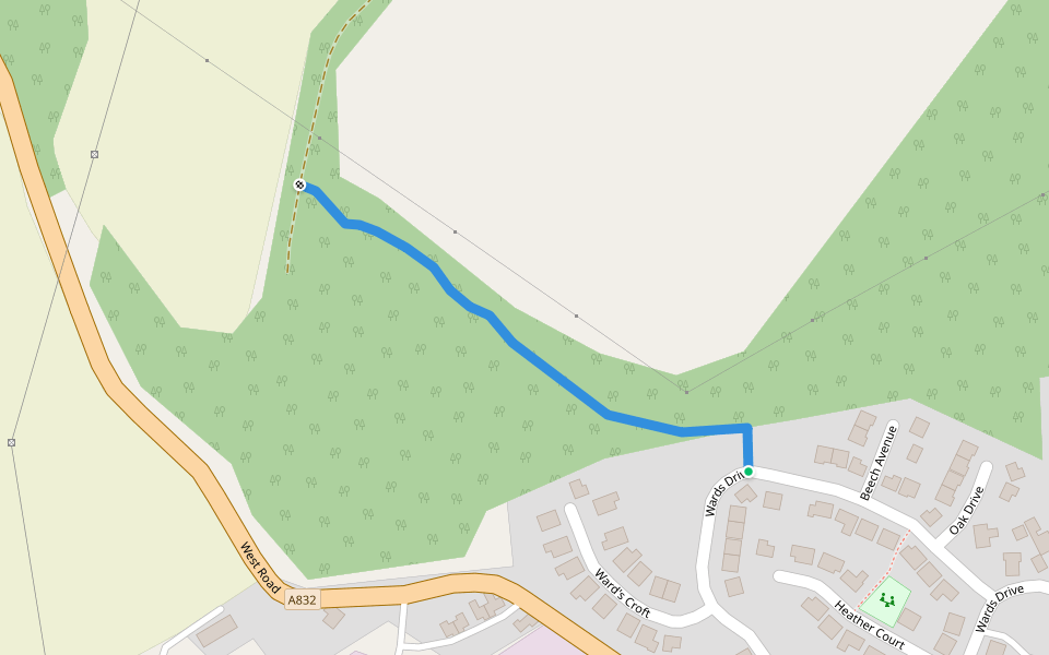 Muir to Clash Circuit walking route map in Muir of Ord