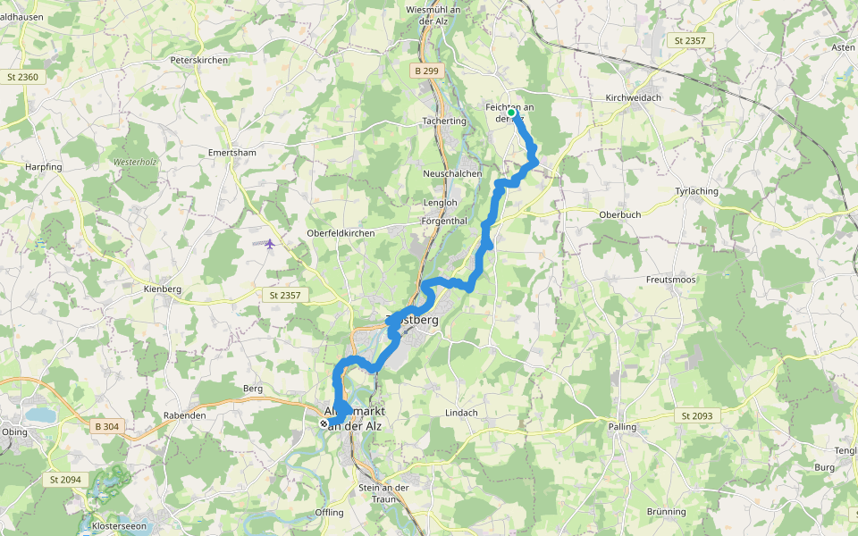 Trostberger Kirchwege walking route map in Feichten an der Alz