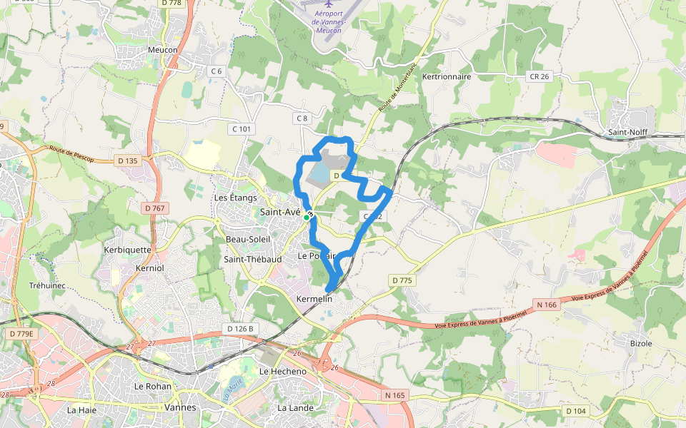 Circuit des Moulins walking route map in Saint-Avé