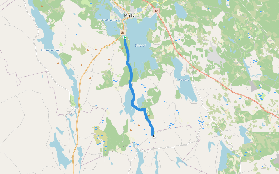 Runoilijan polku walking route map in Multia