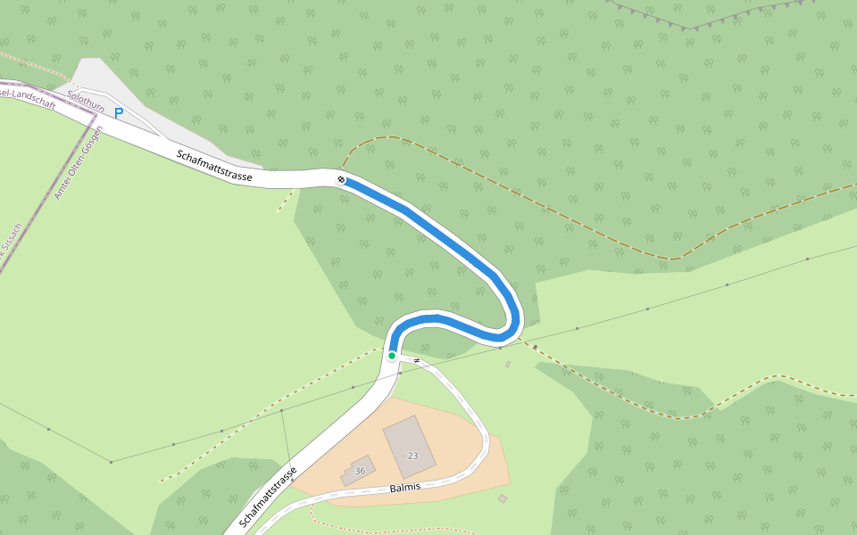 Balmis - Rohr walking route map in Oltingen