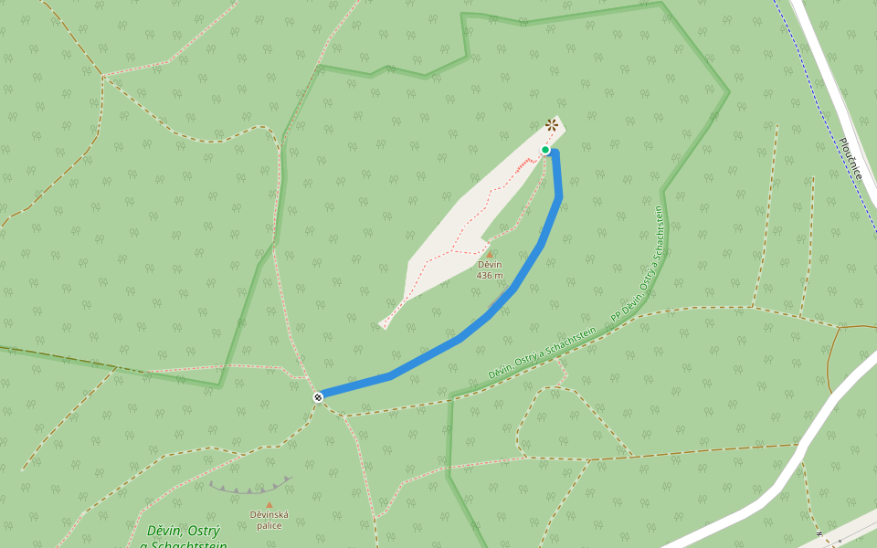 [Č] odbočka na zříceninu Děvín walking route map in Hamr na Jezeře