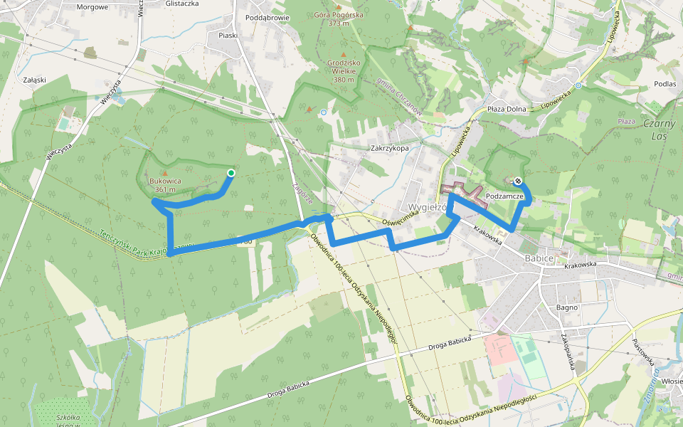Szlak Lipowiecki walking route map in Zagórze