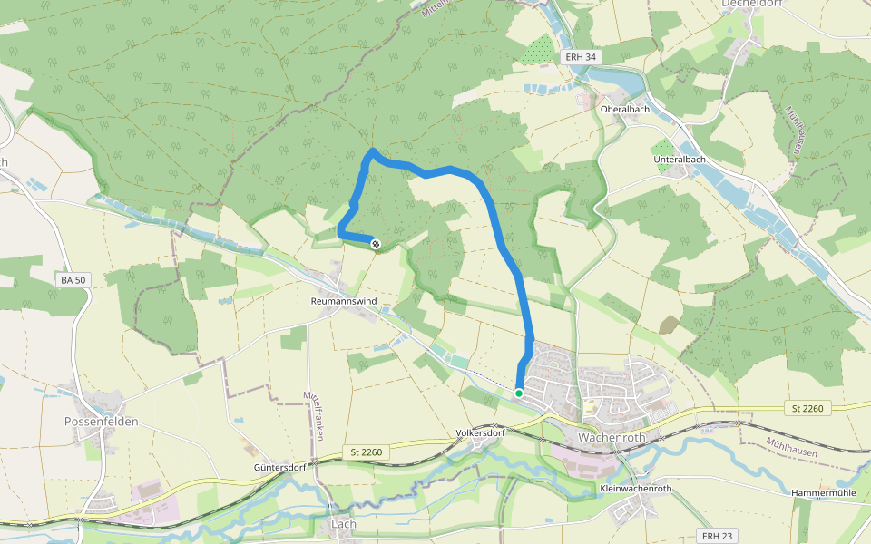 Rundweg Wachenroth W 1 walking route map in Wachenroth