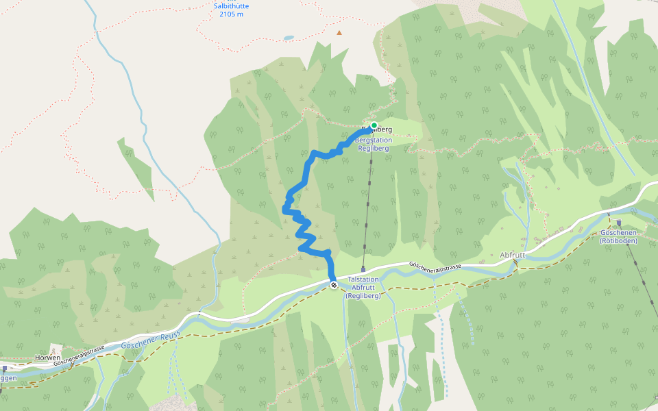 Ulmi - Regliberg walking route map in Göschenen