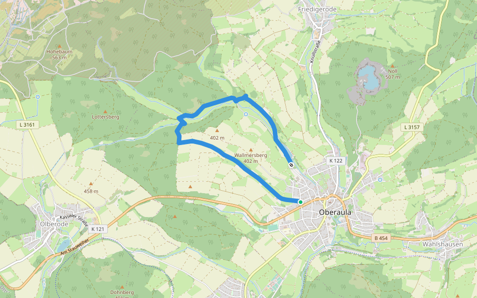 Wanderweg Oberaula 1 walking route map in Oberaula