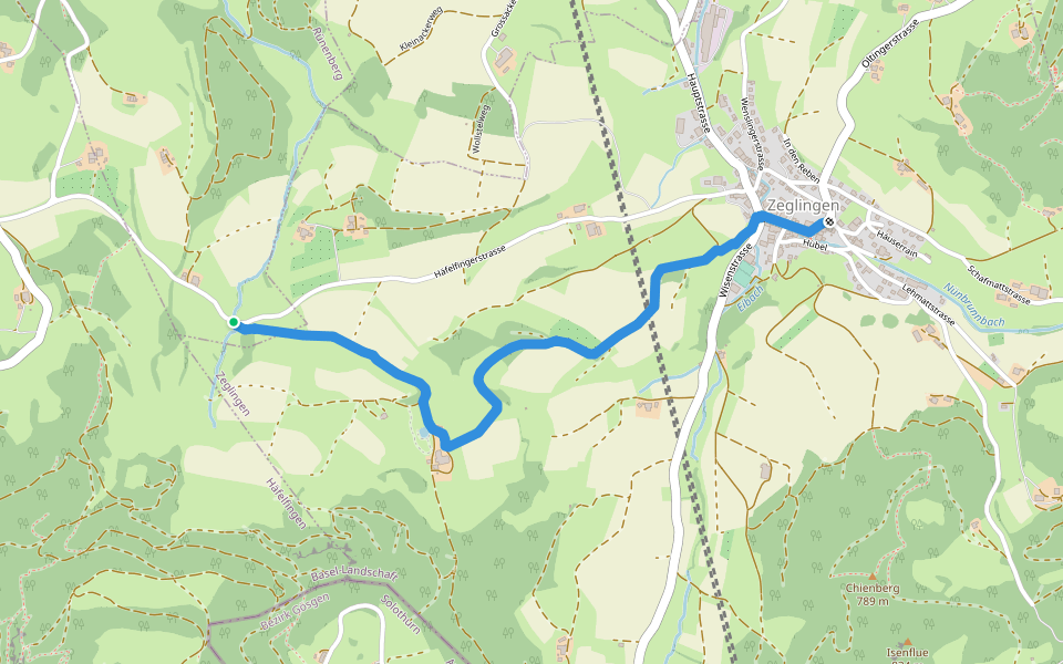 Zeglingen - fixme walking route map in Rünenberg