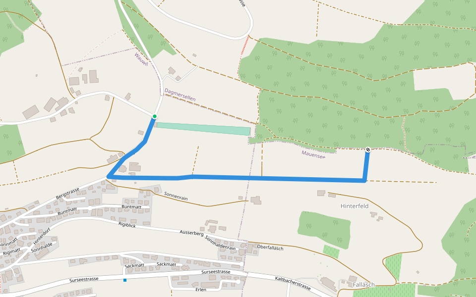 Berg - Wauwilerberg - Grundwald walking route map in Dagmersellen