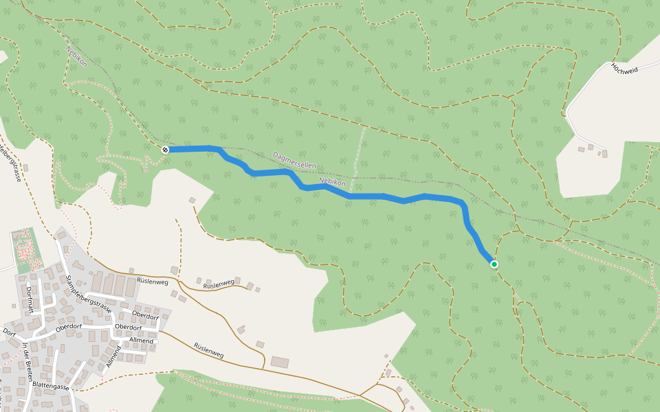 Santeberg Süd - Rüsle walking route map in Nebikon