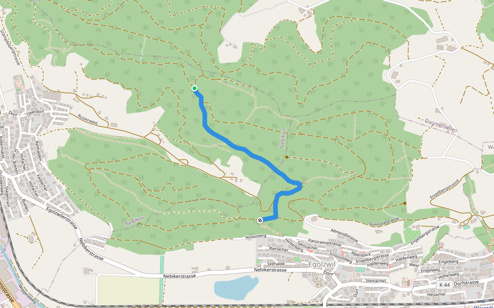 Santeberg Süd - Fuchsetanz walking route map in Nebikon