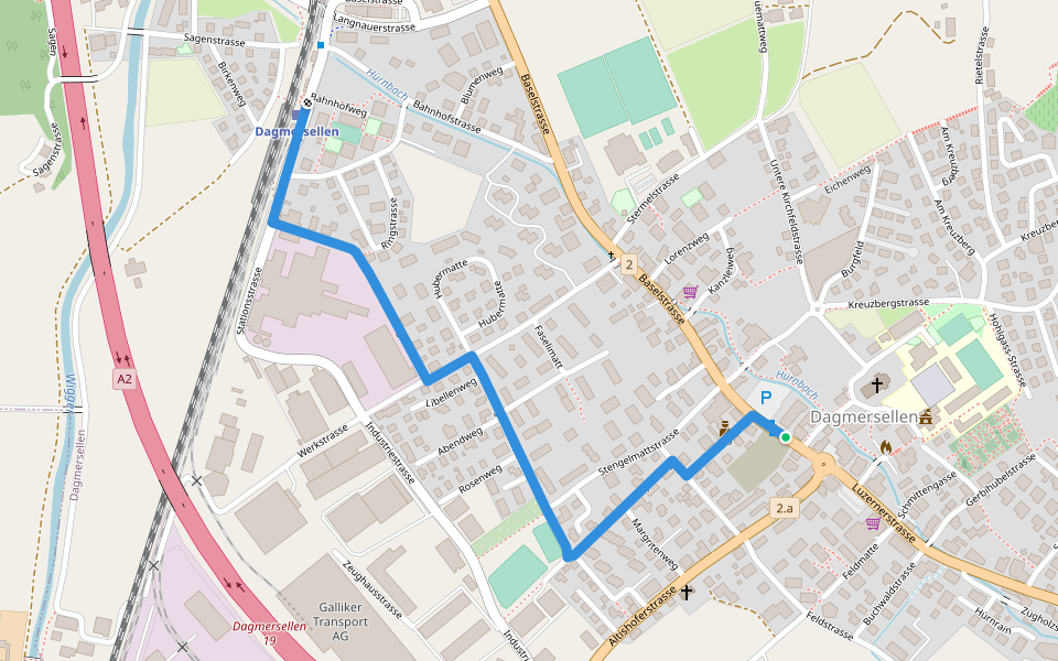 Dagmersellen Bahnhof - Dagmersellen walking route map in Dagmersellen