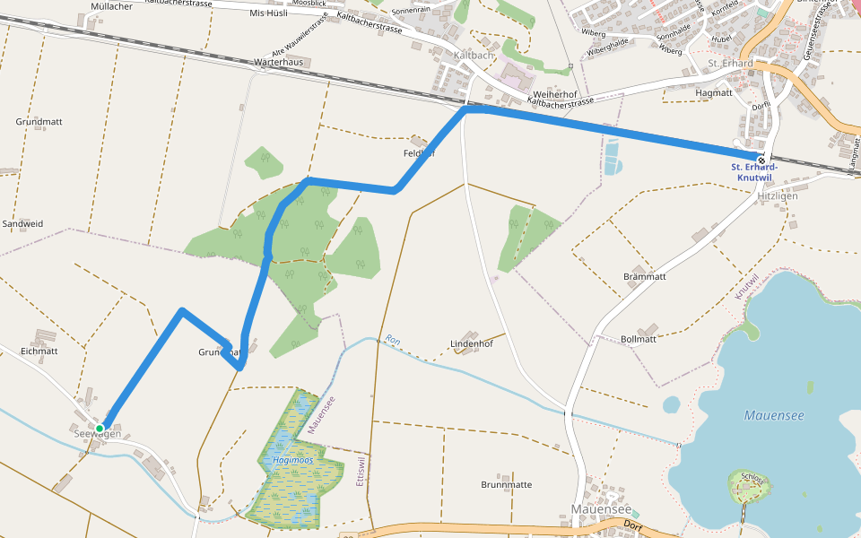 Seewagen - St. Erhard (Bahnhof) walking route map in Ettiswil