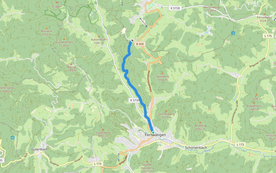 Furtwangen - Escheck walking route map in Furtwangen im Schwarzwald